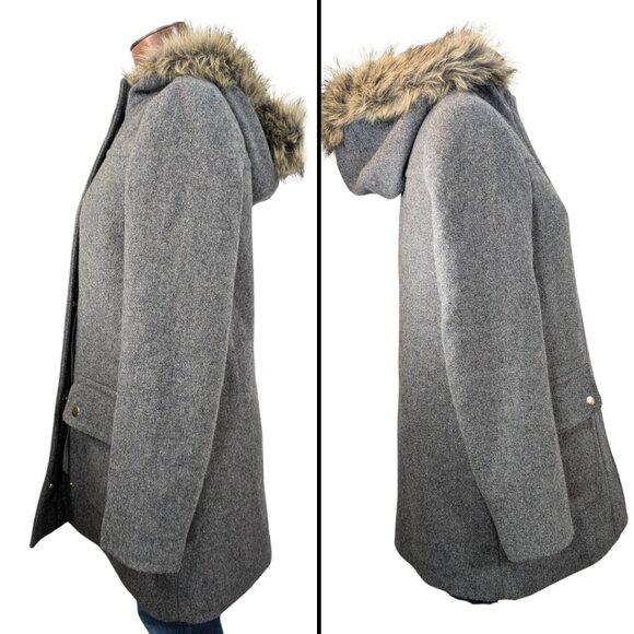 J.Crew Mercantile 00 Heathered Gray Vail Park Wool Blend Hooded Winter Coat - Picture 3 of 9